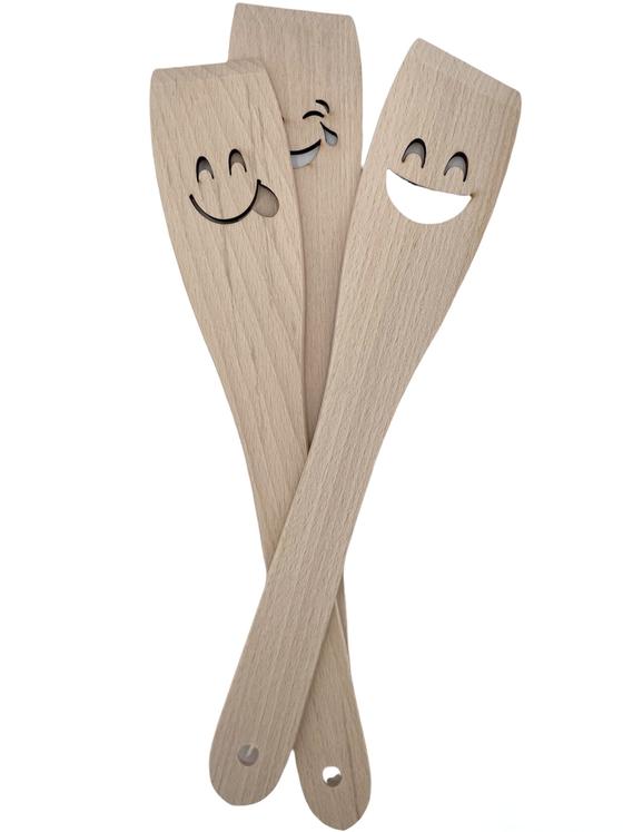 Pfannenwender Holz mit Gesicht HERZAUGEN