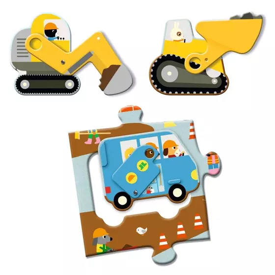 Djeco Bodenpuzzle Baustelle 12+5 Teile