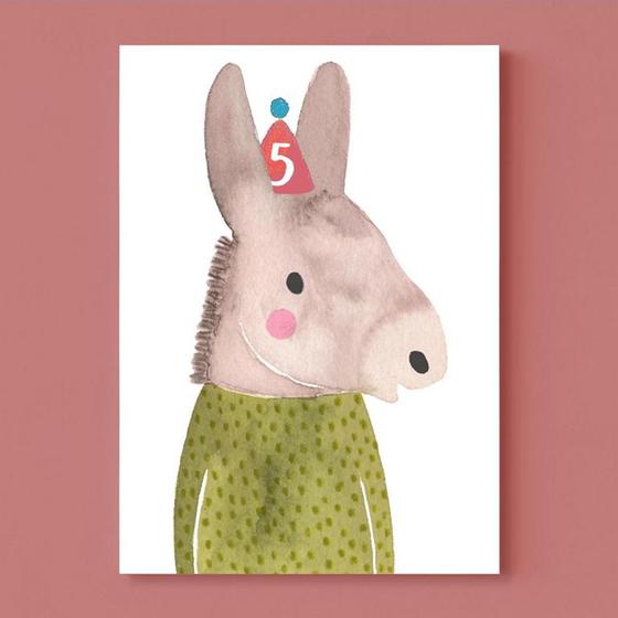 Frau Ottilie Postkarte - 5. Geburtstag Esel