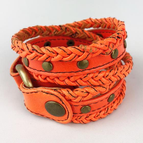 goldmarie Wickelarmband STRINGS Leder vintage-orange