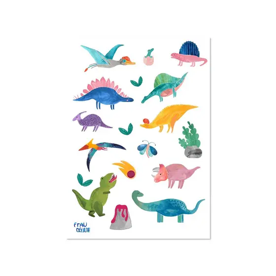 Frau Ottilie Spülmaschinenfeste Sticker Dinos