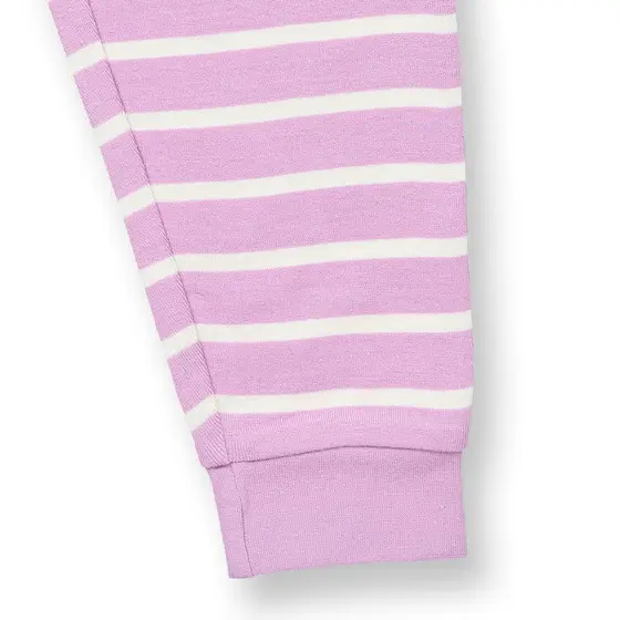 Sense Organics Pyjama Long John Flieder Weiß Geringelt