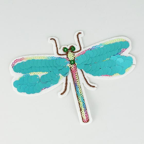 goldmarie Pailletten Patches LIBELLE - hellblau-bunt - 9x13cm