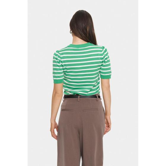 SAINT TROPEZ MilaSZ SS Striped Pullover 30513768 - grün-weiß