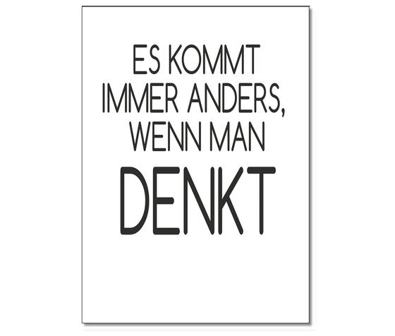 Spruchkarte "Anders denken"-Geschenkkarte-Postkarte-schwarze Schrift auf weißem Untergrund