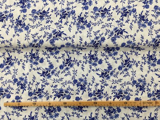 Baumwolle Delft Ranken blau weiß