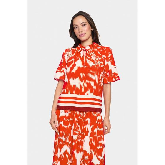SAINT TROPEZ Blusen Blusen Shirt KhloeSZ 30514031 - gemustert - orange-rot-rose 