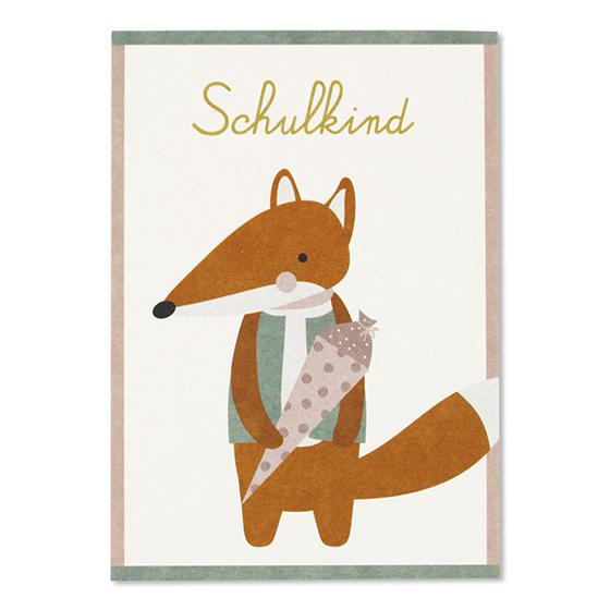 ava&yves Postkarte - Fuchs Schulkind