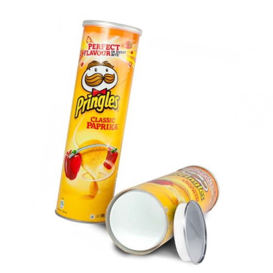 Geheimversteck, Pringles Classic Paprika, geschlossen und offen