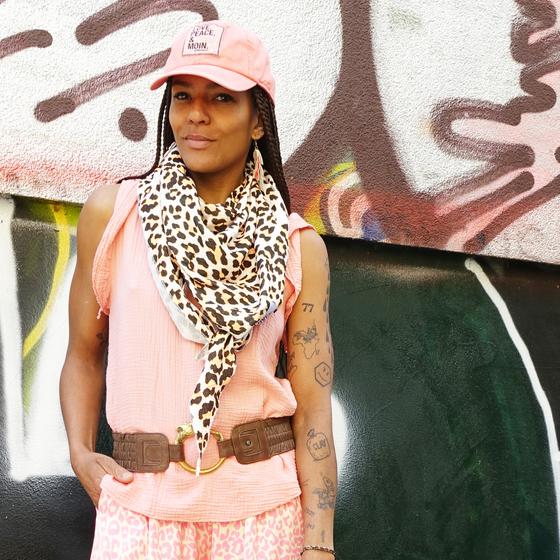 goldmarie Cap LOVE PEACE MOIN Leo Label - Baumwolle - koralle washed Look