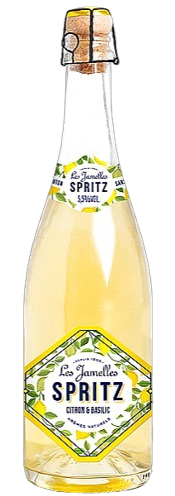 Les Jamelles Spritz Citron & Basilic aus Frankreich – frischer Aperitif auf Weinbasis mit Zitrone und Basilikum aus dem Languedoc.