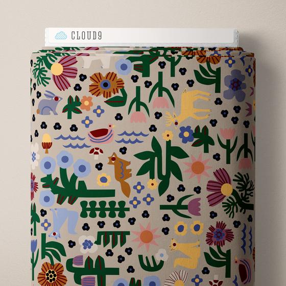 Fern Grove Leah Duncan Cloud9 Stoff Blumen Braun