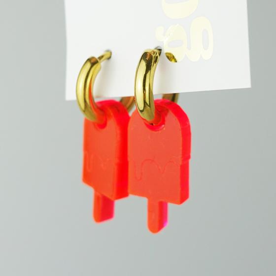 goldmarie Plexi Ohrringe MINI EIS AM STIEL - neon pink - 2cm