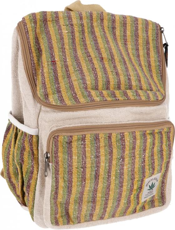 Ethno Hanf Rucksack - Streifen senffarben