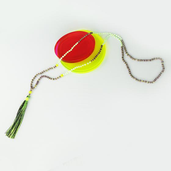 goldmarie Kette LOVE BABE mit Fransenbommel - mint-grün-lemon-malve