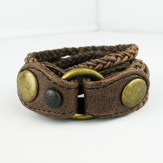 goldmarie Wickelarmband STRINGS Leder vintage dunkelbraun kupfer