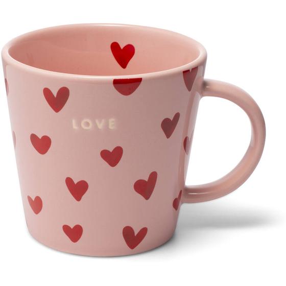 VONDELS Keramik Tasse LOVE Herzen - rosa - 350ml