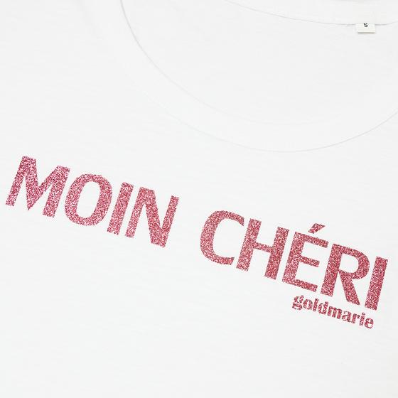 goldmarie MOIN CHÉRI T-Shirt - weiß-rose mit Glitzer