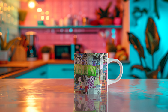 Berlin Streetart Desing in Bunt Kaffetasse mit sprüchen wie Mutti ist die Beste