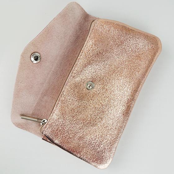 goldmarie Britt-Portemonnaie LOVE IS MY SUPERPOWER Lila Label - Leder rosegold - 15x9cm