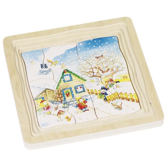 Goki 4 Schichten Puzzle Jahreszeiten 44 Teile