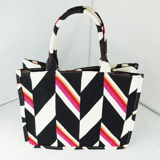 goldmarie Tasche LOVE PEACE MOIN - gemustert - schwarz-creme-rot
