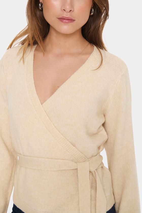 SAINT TROPEZ LarnaSZ Wrap Cardigan 30514147 - creme
