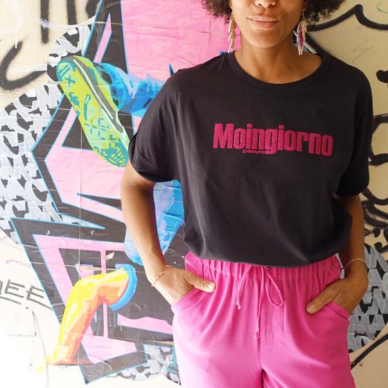 goldmarie MOINGIORNO T-Shirt Uschi - schwarz-pink mit Glitzer 