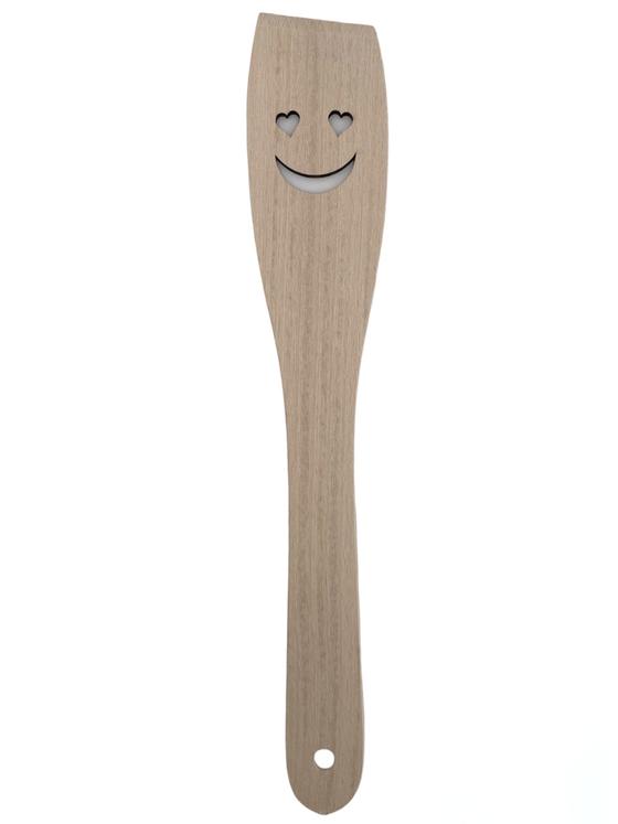 Pfannenwender Holz mit Gesicht HERZAUGEN