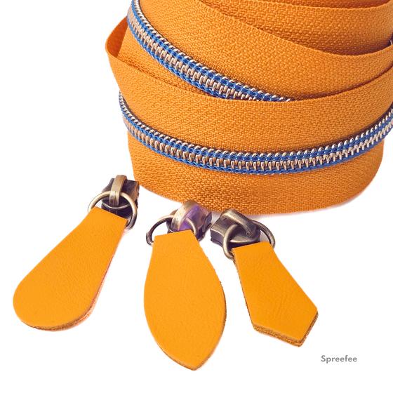 Lederzipper für Endlosreißverschluss bei Spreefee in verschiedenen Formen und Farben kaufen