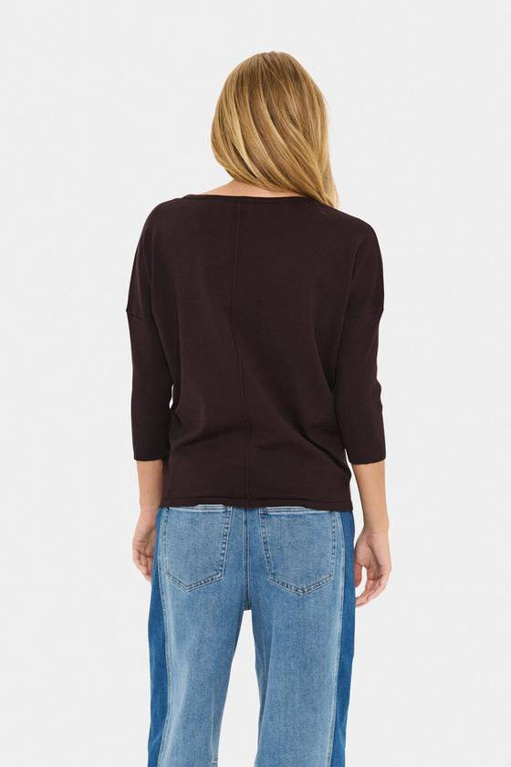 SAINT TROPEZ MilaSZ R-Neck Pullover 30500003 - schoko-braun