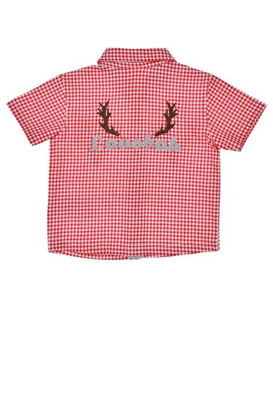 Karohemd "Hirsch", Baumwolle, rot-weiß