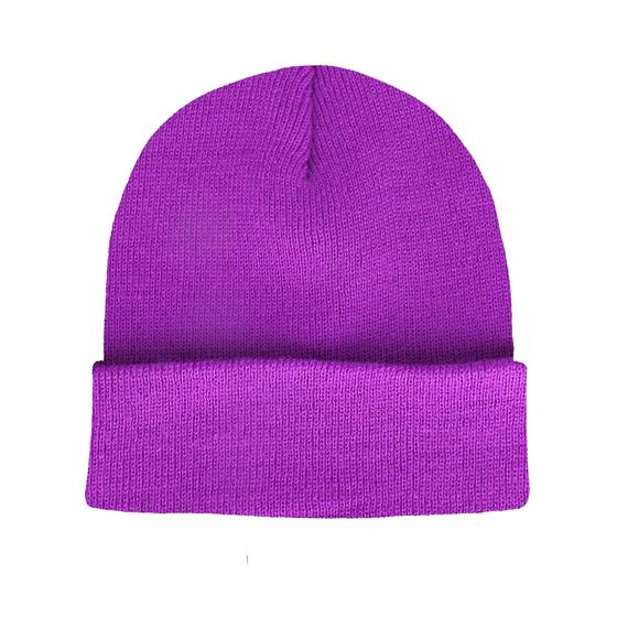 goldmarie Beanie Mütze LOVE PEACE MOIN mit lilac Leo Applikation -  violett