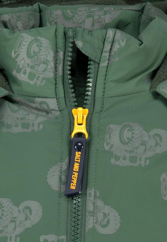 Reflektierende Winterjacke "Traktor", Fleecefutter, cypress