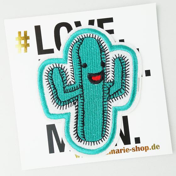 goldmarie Patches Aufnäher LACHENDER KAKTUS  - türkis
