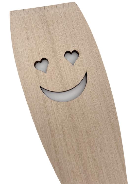 Pfannenwender Holz mit Gesicht HERZAUGEN