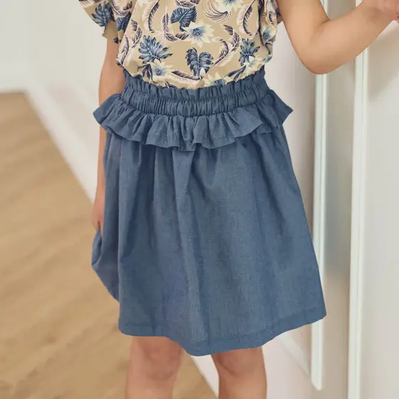 Müsli by Green Cotton Frill Skirt Chambray