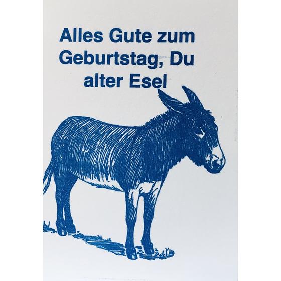 Alles Gute Alter Esel, Klappkarte mit Umschlag von superjuju