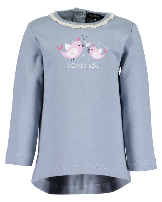 Langarmshirt "Lovely Girl", reine Baumwolle, mittelblau