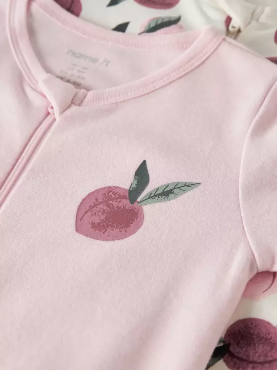 Name It 2er Pack Nightsuit Zipper Peaches Jet Stream Parfait Pink