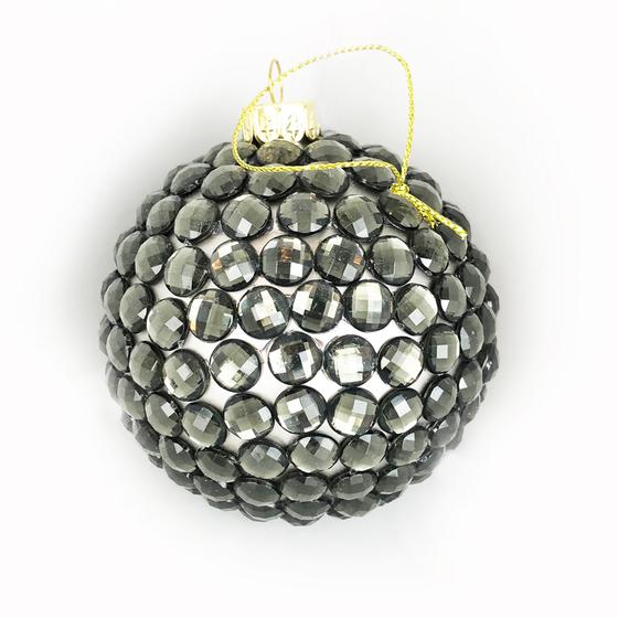 goldmarie Baumschmuck Glitzer Kugel grau