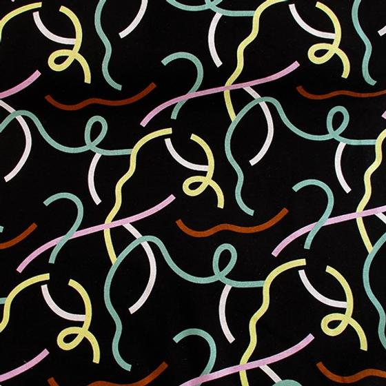 Japanischer Baumwoll-Leinen-Canvas mit dynamischem Linienmuster in modernen Farben. Ideal für Taschen, Accessoires und grafische Nähprojekte.