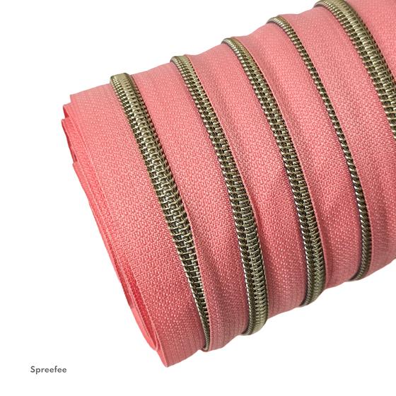 Endlos Reißverschluss flamingo altmessing metallisiert für Taschen nähen Made in Germany
