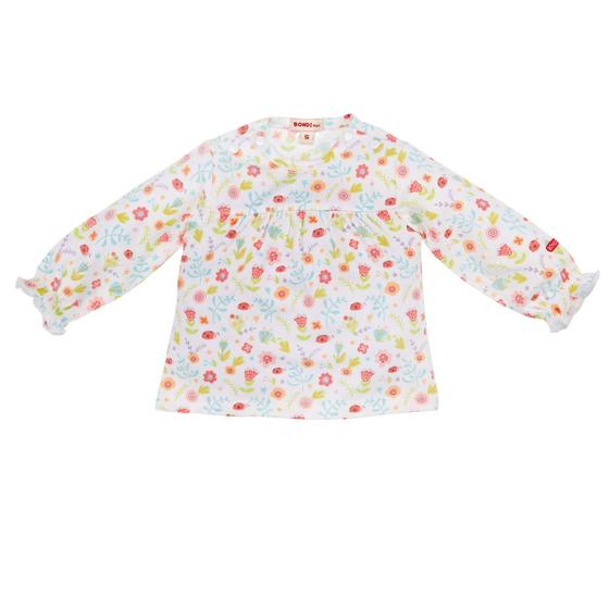 Langarmshirt "Blumen und Marienkäfer", Biobaumwolle
