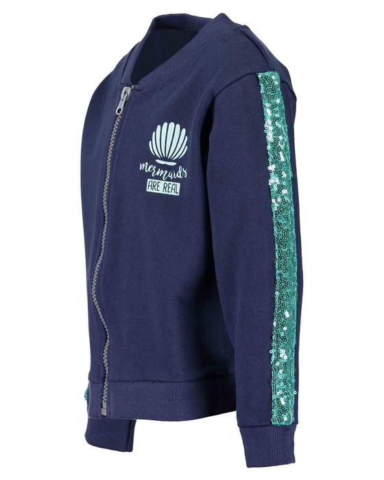 Sweatjacke "Mermaids are real" mit Pailletten-Streifen