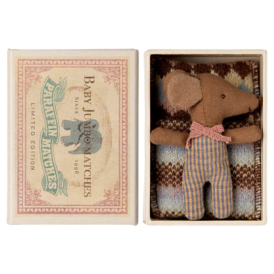 Maileg Sleepy Wakey Baby Maus in Streichholzschachtel Rose