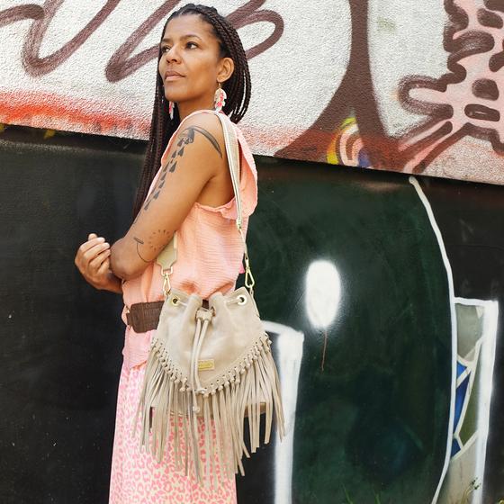 goldmarie Ledertasche LUVE Fransen - sand