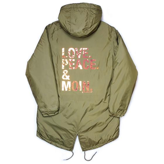 goldmarie Parka LOVE PEACE MOIN - olive--holographic mit Glanz