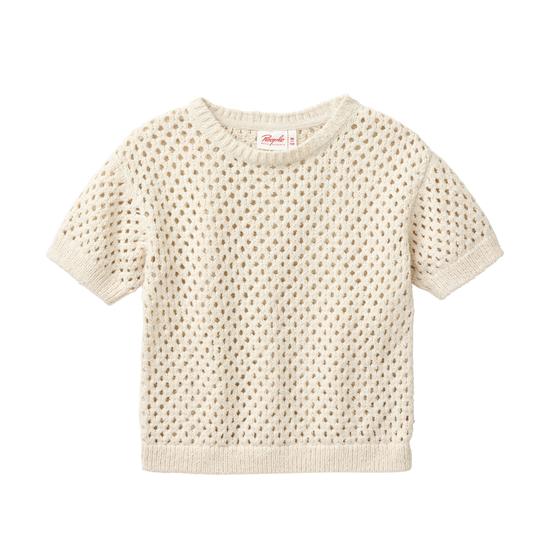 People wear Organic Strick Kurzarmpullover Natur