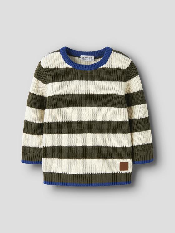 Name It Strickpullover Blockstreifen Olive Night